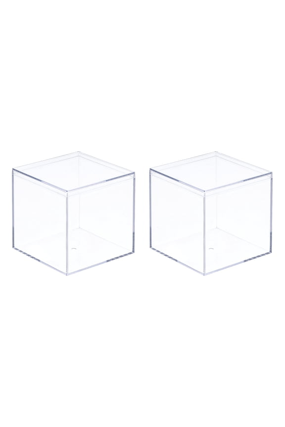 Acrylic Storage Box Square Cube Display Case with Lid Container Box 8.1x8.1x8.1cm