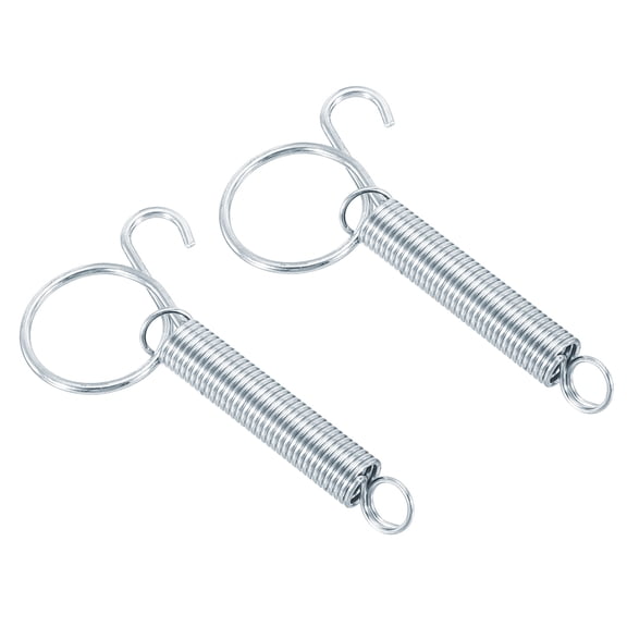 Uxcell 3.3" Cage Door Hook, 2Pcs Stainless Steel Finger Ring Elastic Spring Wire Latch Hook, Silver