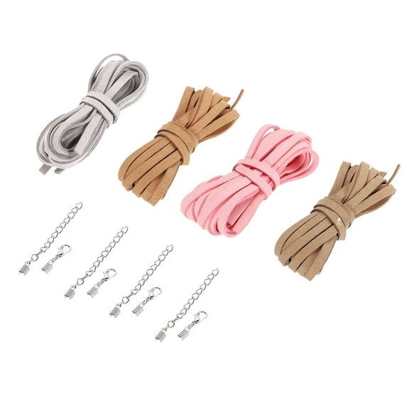 Uxcell 3.3 Yards 5mm Flat Leather Cord Suede String for DIY Crafts Pack of 4 Colors