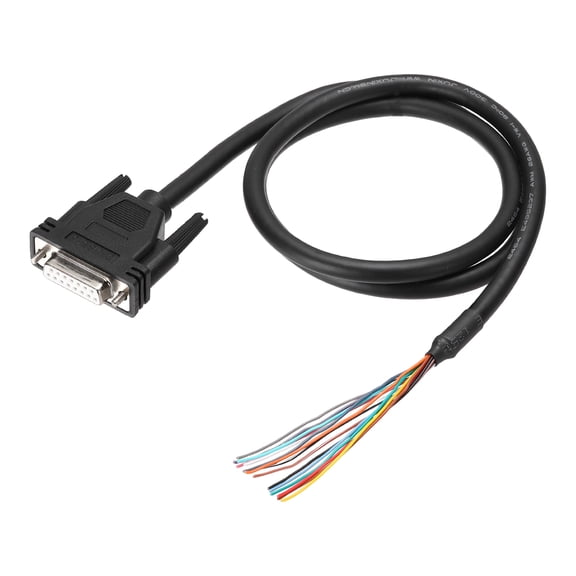 Uxcell 3.3 ft 26AWG DB15 Female Connector to Bare Wire END RS232 15-Pin