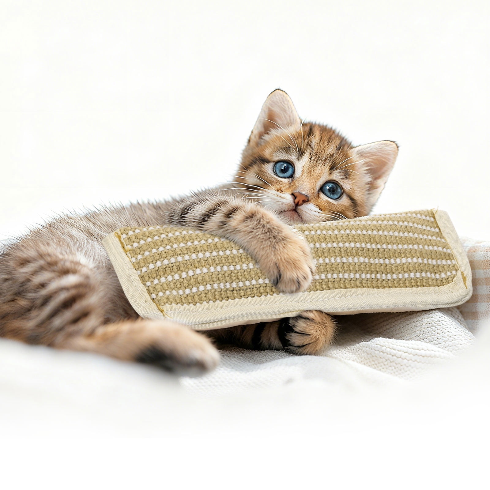 3.3" x 11.2" Cat Scratcher Post, Natural Sisal Interactive Cat Playing at Walmart
