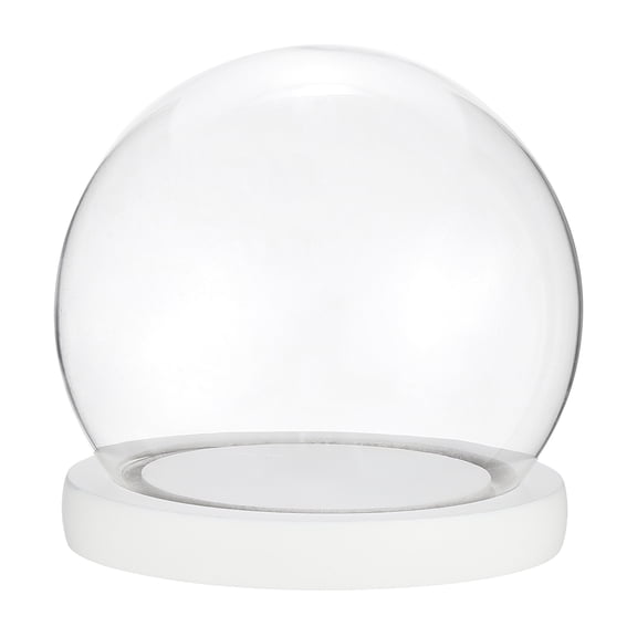 Uxcell 3.3"x4.3" Round Glass Display Dome Cloche Tabletop Display Ball Bell Jar for Plants Candles, White