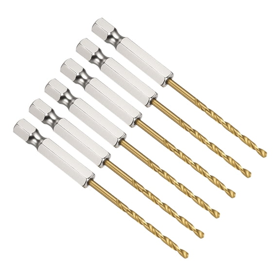 Uxcell 3/32" Hex Shank Drill Bit, M35 Cobalt 5% High-Speed Steel Bits Quick Change Design for Impact Driver 135 Titanium for Stainless Steel Hard Metal - 6 Pack