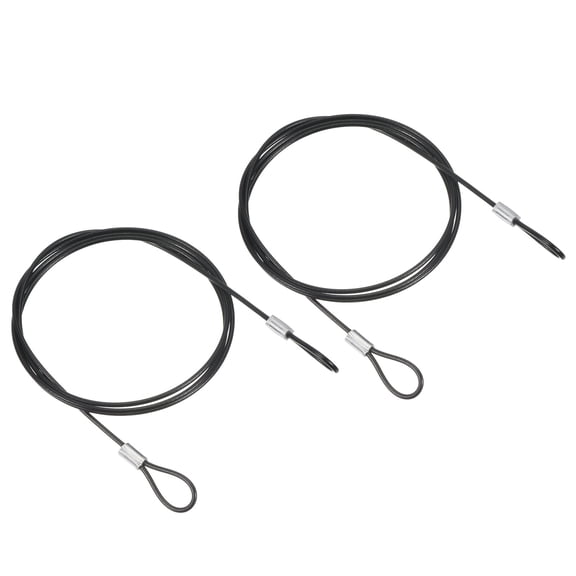 Uxcell Safety Cable Lock Steel Stage Lighting Security Wire Ropes Black 2mmx1m 2Pcs