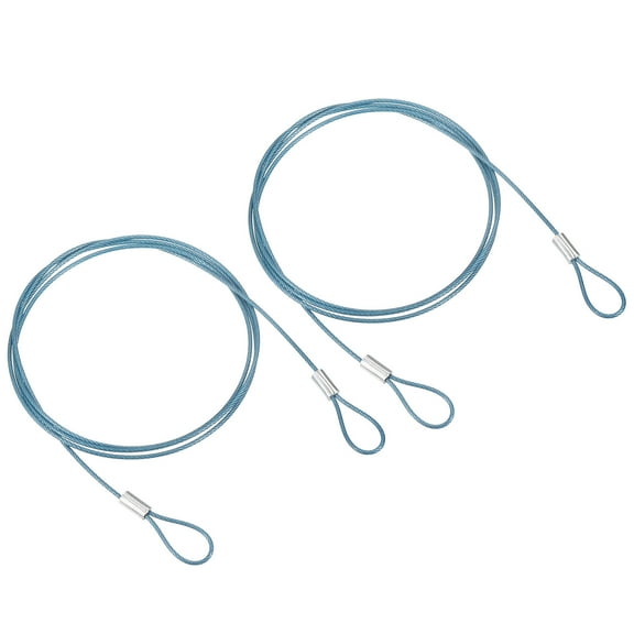 Uxcell 3.3Ft Safety Cable Lock Steel Stage Lighting Security Wire Rope, Blue 2 Pack