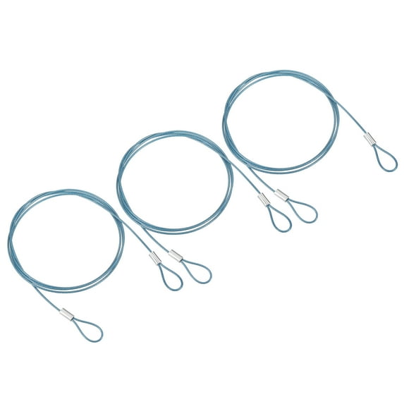 Uxcell 3.3Ft Safety Cable Lock Steel Stage Lighting Security Wire Rope, Blue 3 Pack
