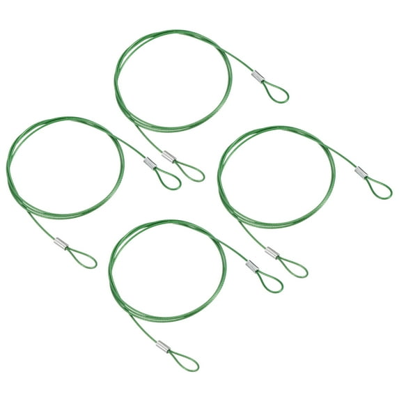 Uxcell 3.3Ft Safety Cable Lock Steel Stage Lighting Security Wire Rope, Green 4 Pack