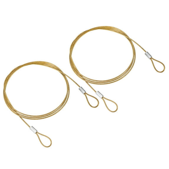 Uxcell 3.3Ft Safety Cable Lock Steel Stage Lighting Security Wire Rope, Yellow 2 Pack
