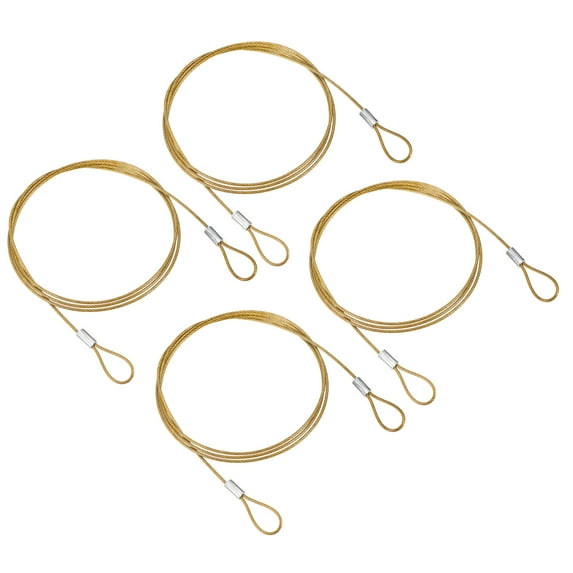 Uxcell 3.3Ft Safety Cable Lock Steel Stage Lighting Security Wire Rope, Yellow 4 Pack