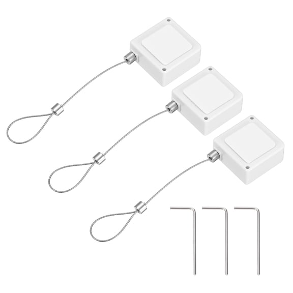 Uxcell 3.3ft (1M) Retractable Remote Control Cable Tether 5.29oz, 3PCS Remote Control Security Lanyard Lock Adjustable Locking Leash with 2 Rope Locks for TVs Tablets Showroom, White