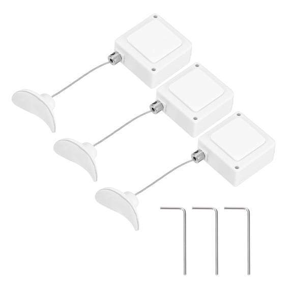 Uxcell 3.3ft (1M) Retractable Remote Control Cable Tether 5.29oz, 3PCS Remote Control Security Lanyard Lock Adjustable Locking Leash with Plastic Cap for TVs Phone Tablets Showroom, White