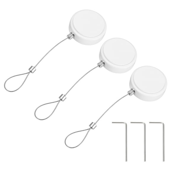 Uxcell 3.3ft (1M) Retractable Remote Control Cable Tether 5.29oz, 3PCS Remote Control Security Lanyard Lock Adjustable Locking Leash with 2 Rope Lock for TVs Phone Tablets Showroom, White