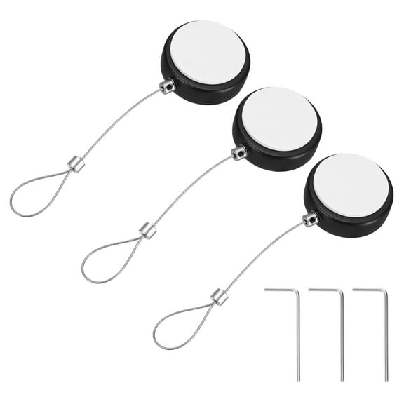 Uxcell 3.3ft (1M) Retractable Remote Control Cable Tether 5.29oz, 3PCS Remote Control Security Lanyard Lock Adjustable Locking Leash with 2 Rope Locks for TVs Tablets Showroom, Black