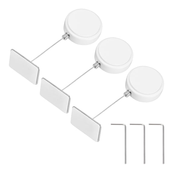 Uxcell 3.3ft (1M) Retractable Remote Control Cable Tether 5.29oz, 3PCS Remote Control Security Lanyard Lock Adjustable Locking Leash with Square Iron Cap for TVs Tablets Showroom, White