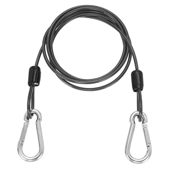 Uxcell 3.3ft (39.4") Security Steel Cable with Snap Hook, 1Pcs Coated Flexible Double Loop Wire Rope Bike Cable Lock Security Chain for Outdoor Travel Luggage, Gun Gray
