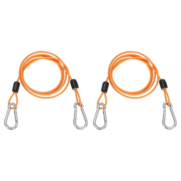 Uxcell 3.3ft (39.4") Security Steel Cable with Snap Hook, 2Pcs Coated Flexible Double Loop Wire Rope Bike Cable Lock Security Chain for Outdoor Travel Luggage, Clear Orange