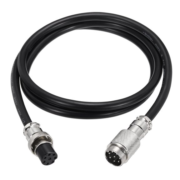 Uxcell 3.3ft GX16 8 Pin Cable Male to Female Head Aviation Cordset 22AWG, Black