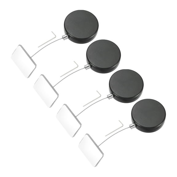 Uxcell 3.3ft Retractable Cable Lock with Square Patch Remote Control Security Lock with Adjustable Cord Tether Anti Theft for Laptop, TV, 150 G, Black, 4 Pack