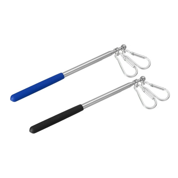 Uxcell 3.3ft Telescopic Handheld Flagpoles Tour Guide Flag Pole with Clips for Teaching Black, Blue, 2 Pack
