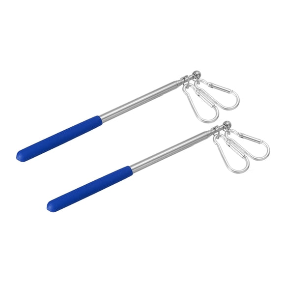 Uxcell 3.3ft Telescopic Handheld Flagpoles Tour Guide Flag Pole with Clips for Teaching Blue, 2 Pack