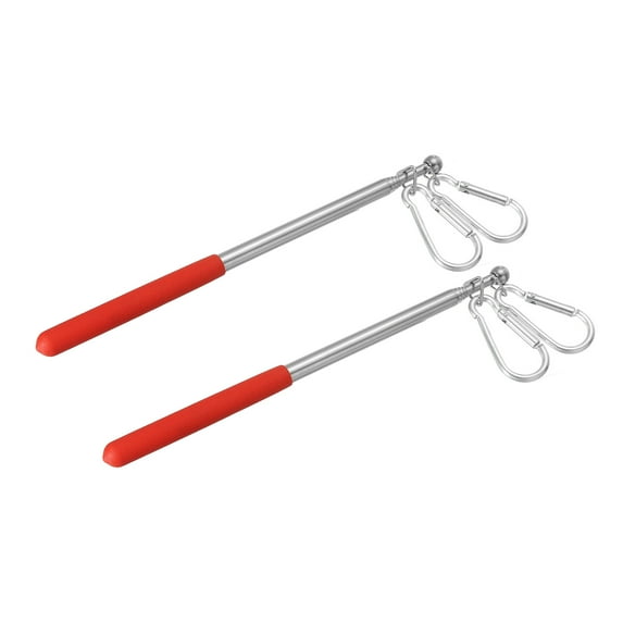 Uxcell 3.3ft Telescopic Handheld Flagpoles Tour Guide Flag Pole with Clips for Teaching Red, 2 Pack