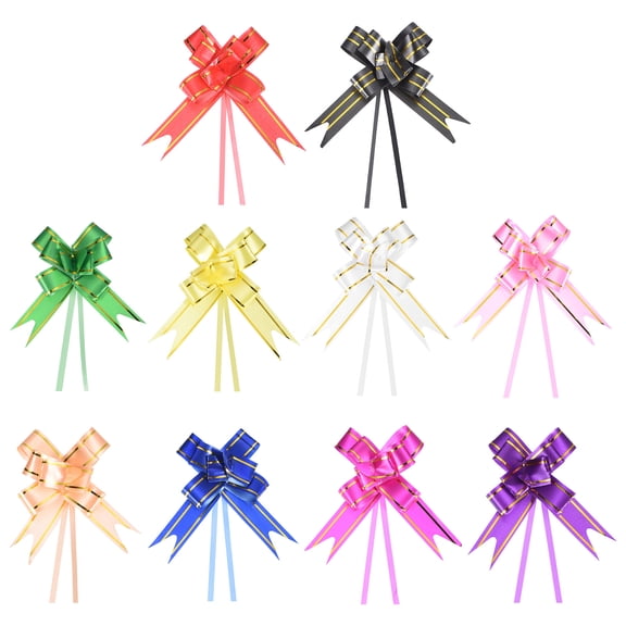 Uxcell 3.3inch Pull Bows Gift Wrapping Pull Bow Gold Thread Style Baskets Present Bows Ribbon 10 Colors 400 Pcs
