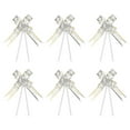 thumbnail image 1 of Uxcell 3.3inch Pull Bows Gift Wrapping Pull Bow Gold Thread Style Baskets Present Bows Ribbon Silver Tone 100 Pcs, 1 of 6