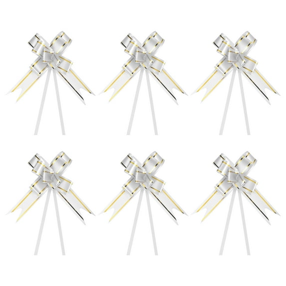 Uxcell 3.3inch Pull Bows Gift Wrapping Pull Bow Gold Thread Style Baskets Present Bows Ribbon Silver Tone 100 Pcs