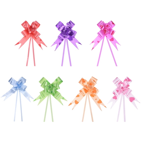 Uxcell 3.3inch Pull Bows Gift Wrapping Pull Bow Heart Pattern Baskets Present Bows Ribbon 7 Colors 210 Pcs