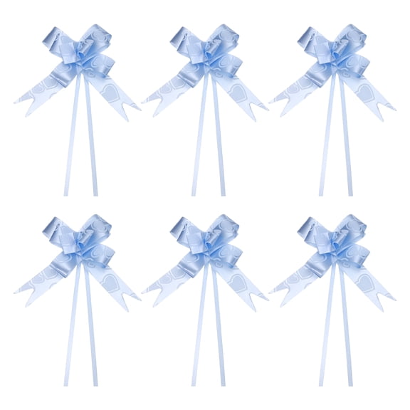Uxcell 3.3inch Pull Bows Gift Wrapping Pull Bow Heart Pattern Baskets Present Bows Ribbon Light Blue 100 Pcs