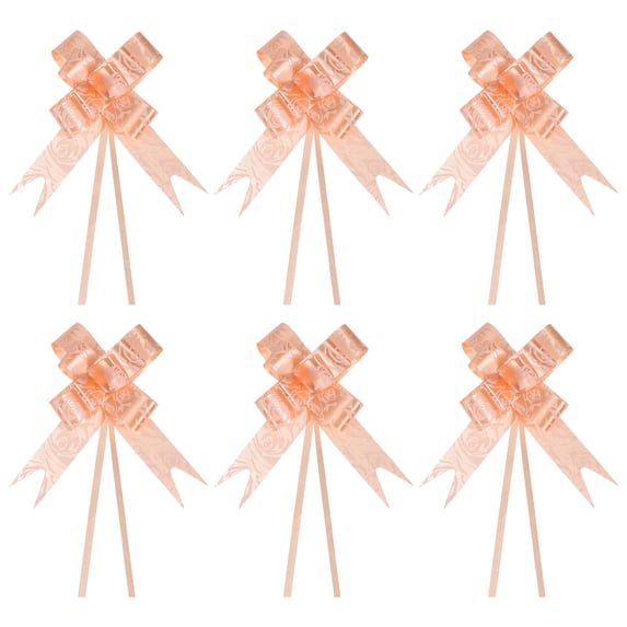 Uxcell 3.3inch Pull Bows Gift Wrapping Pull Bow Rose Pattern Baskets Present Bows Ribbon Orange 200 Pcs