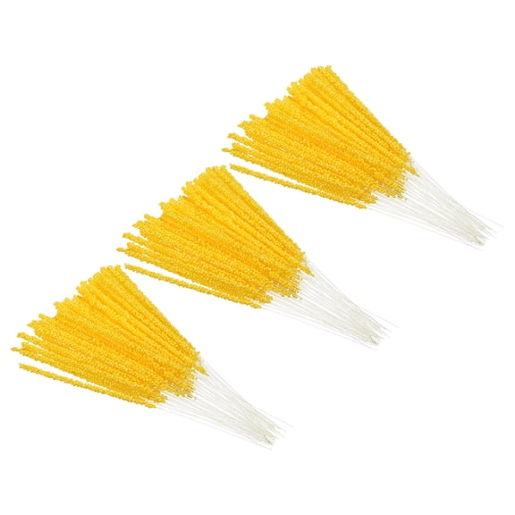 Uxcell 3.3mm Double Heads Flower Stamen, Artificial Flower Pistil Matt for DIY Christmas Decor, Yellow 150 Pcs