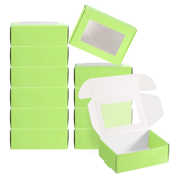Uxcell 3.3x2.4x1.2" Paper Soap Box with Window, 20 Pack Soap Boxes Rectangle Packaging Boxes, Green
