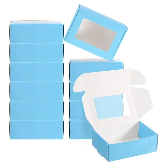 Uxcell 3.3x2.4x1.2" Paper Soap Box with Window, 40 Pack Soap Boxes Rectangle Packaging Boxes, Blue