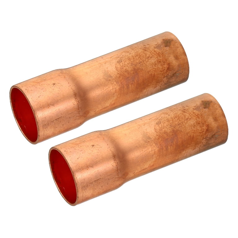 Uxcell 3/4(19.05mm) ID Straight Copper Coupling Sweat End Welding Joint  Pipe Fitting with Rolled Tube Stop 2 Pack