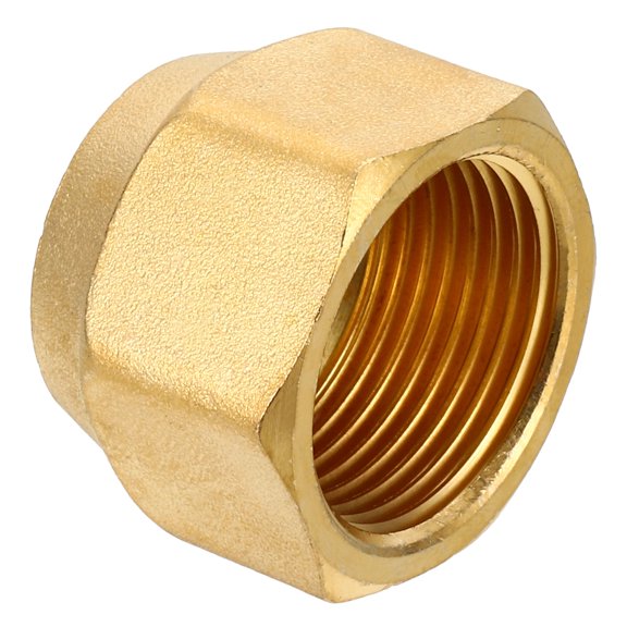 Uxcell 3/4" Brass Flare Cap, 1-1/16UNF Female Thread 1Pcs SAE Flare Pipe Fitting