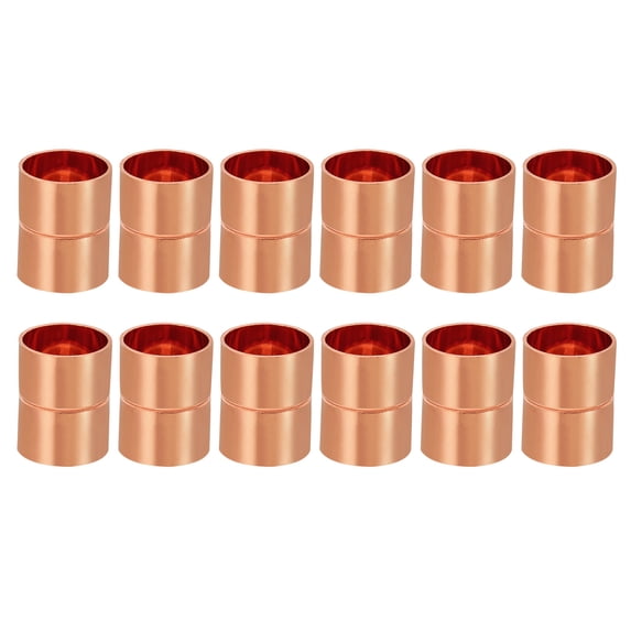 Uxcell 3/4" ID Copper Coupling Fittings, 12 Pcs Rolled Tube Stop Straight Pipe Fitting Welding Joint for HVAC