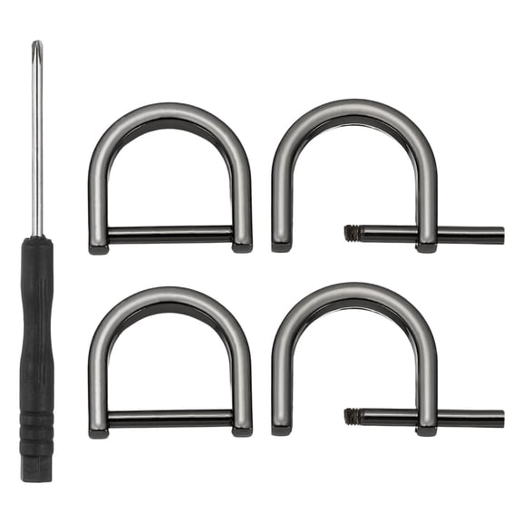 Uxcell 3/4 Inch D-Rings Screw in Shackle, 4 Pcs for DIY Leather Craft Purse, Black