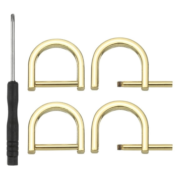 Uxcell 3/4 Inch D-Rings Screw in Shackle, 4 Pcs for DIY Leather Craft Purse, Bronze