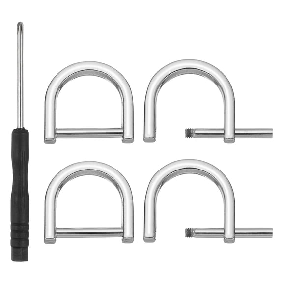 Uxcell 3/4 Inch D-Rings Screw in Shackle, 4 Pcs for DIY Leather Craft Purse, Silver