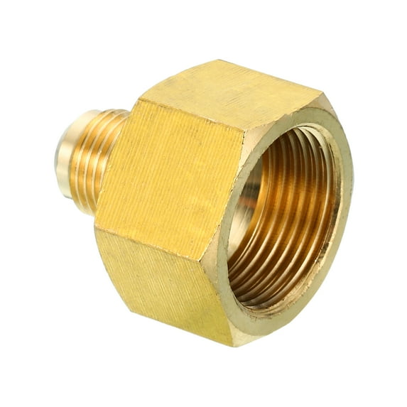 Uxcell Flare Connector SAE 45 Degree Flare Brass Adapter Flare Pipe Fitting 3/4 inch Female Flare x 3/8 inch Male Flare 1 pcs