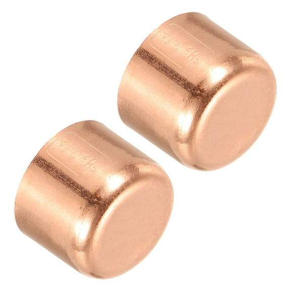 Uxcell 3/4 Inch ID Copper Pipe End Cap, 2 Pack Copper Fitting Cap Sweat Plug Solder Connection for HVAC, Air Conditioner