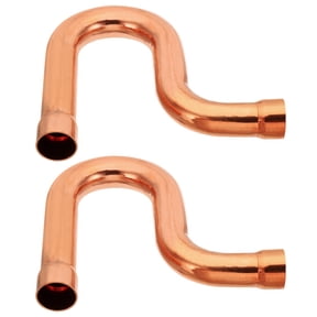 Uxcell 3/4 Inch ID P-Trap Copper Pipe Fittings, 2 Pcs Welding Solder Sweat Connection for HVAC Air Conditioning