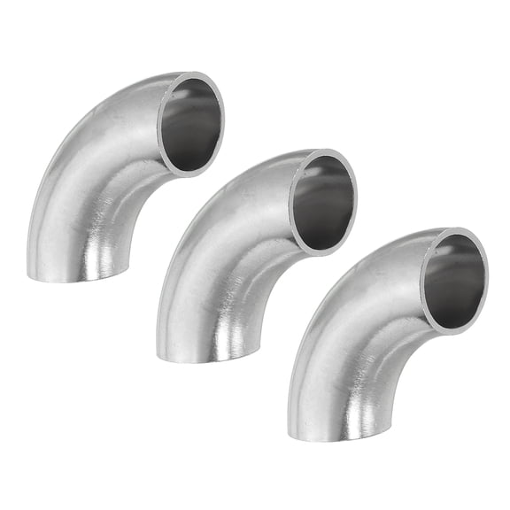 Uxcell 3/4 Inch OD 304 Stainless Steel Butt, 3 Pack 90 Degree Elbow Pipe Fitting Bend Welding for Stair Handrail