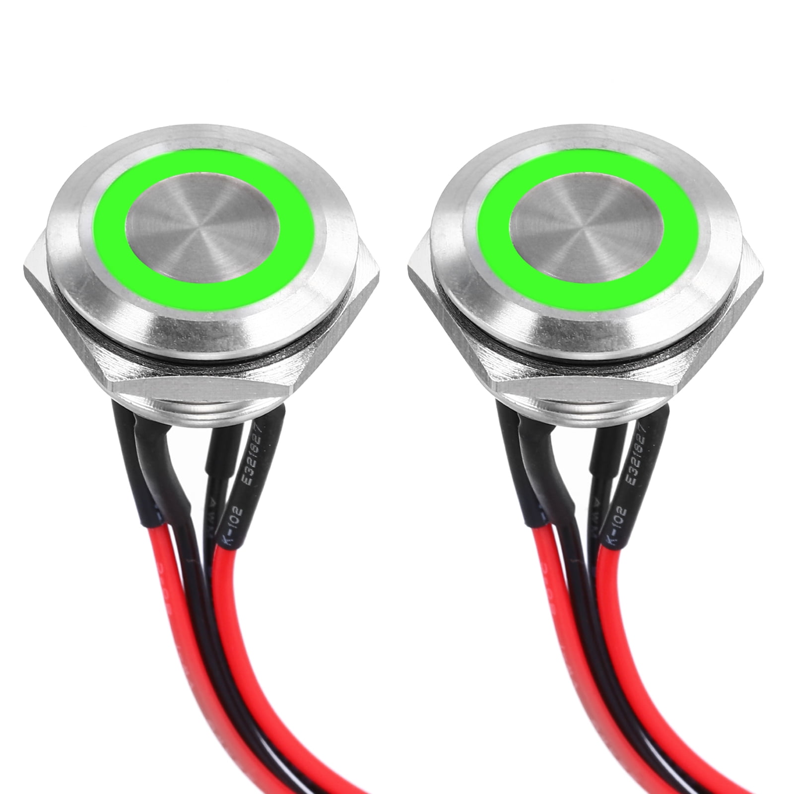 Uxcell 3/4 Inch Stainless Steel Momentary Push Button Switch Flat Head ...