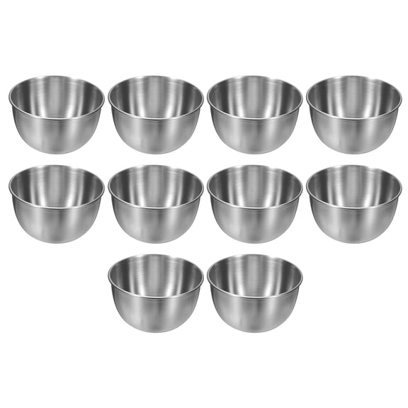 Uxcell 3.4 Inch Stainless Steel Sauce Dishes, 10 Pcs Mini Individual Round Seasoning Dishes Condiment Tray Dipping Bowl Mixing Saucers Appetizer Plates for Prep Side Dish, Silver