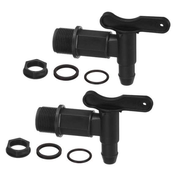 Uxcell 3/4"NPT Plastic Spigot Faucet, 2 Pack Barrel Faucet Durable PE Replacement Spigot with EPDM Gasket, Black