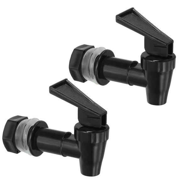 Uxcell 3/4"NPT Plastic Spigot Faucet, 2 Pack Barrel Faucet Durable PE Replacement Spigot with Gasket & Nut, Black