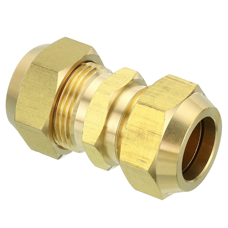Uxcell 3/4 OD Brass Flare Union Connector, 1 Set Copper Double Pipe  Extension Fitting with Nut, 1.85x1.06