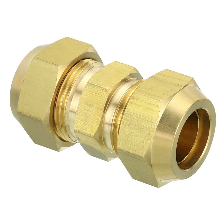 Uxcell 3/4 OD Brass Flare Union Connector, 1 Set Copper Double Pipe  Extension Fitting with Nut, 2.08x1.06